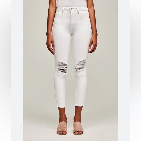 L’AGENCE Margot High Rise Destroyed Knee Vintage Off Skinny Jeans Sz 25 NWT - Picture 2 of 12